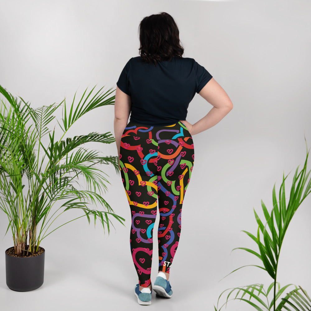 STAAJ Heart-S All-Over Print Plus Size Heart Leggings