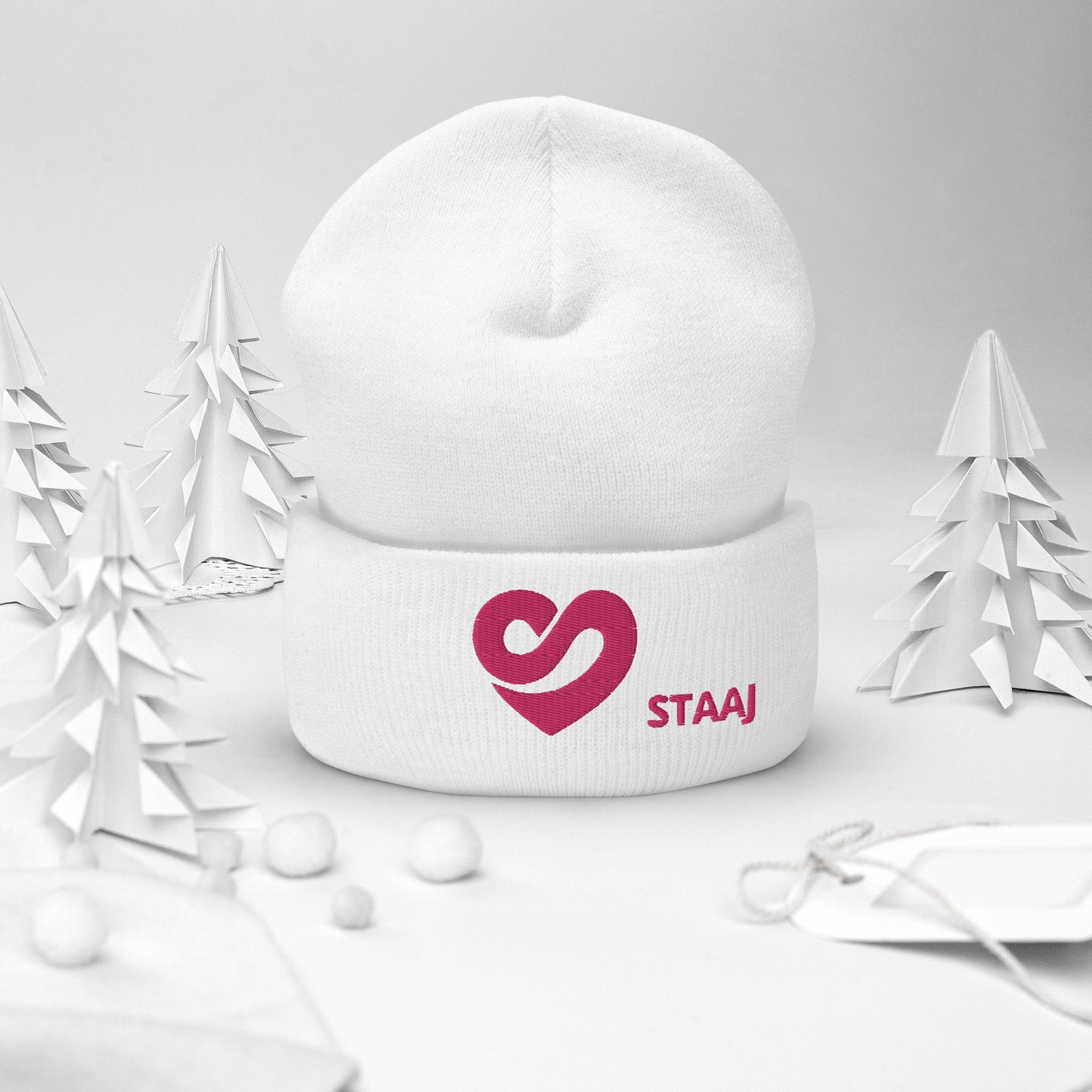 STAAJ Heart-S White Cuffed Beanie