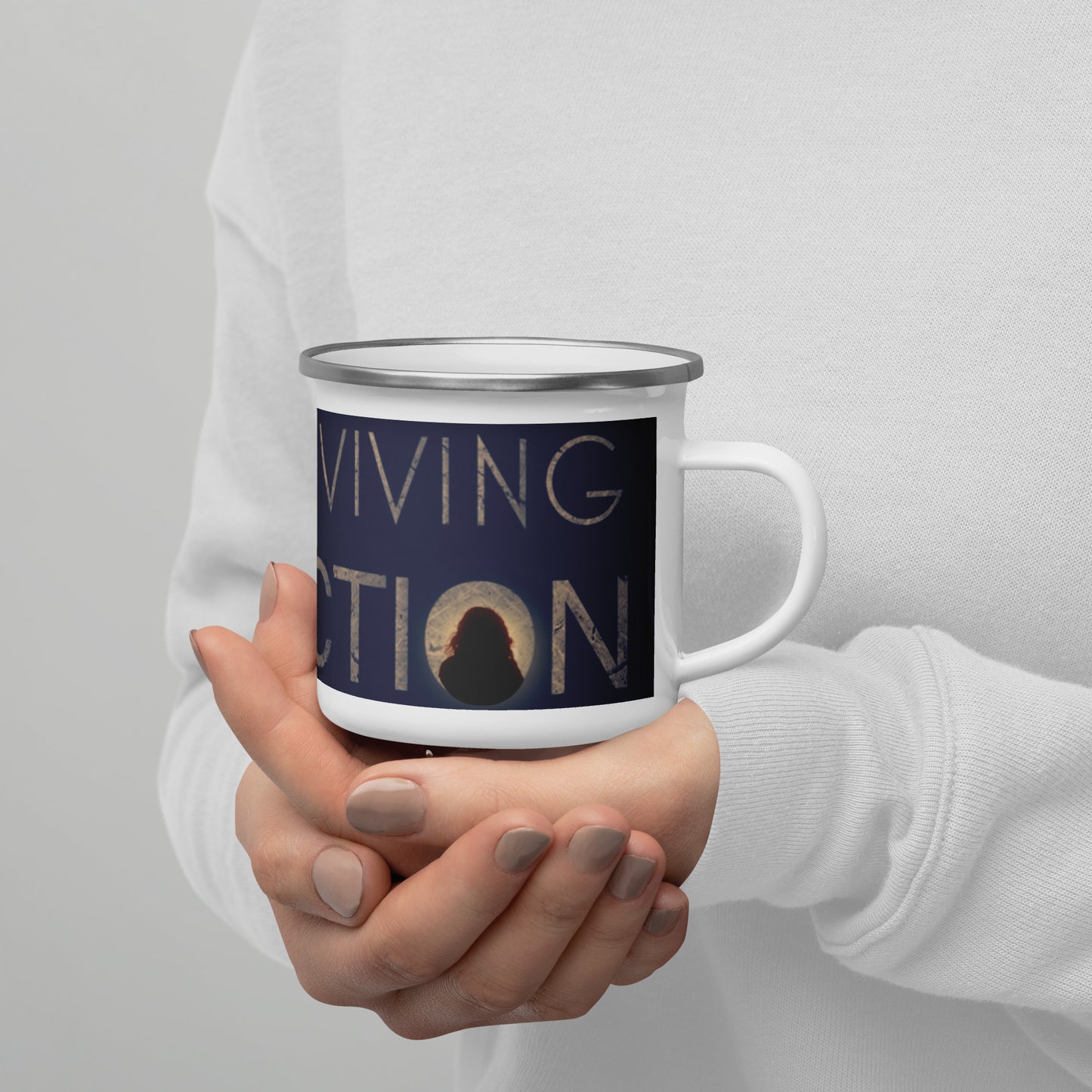 Surviving Extinction Navy Logo White Enamel Mug