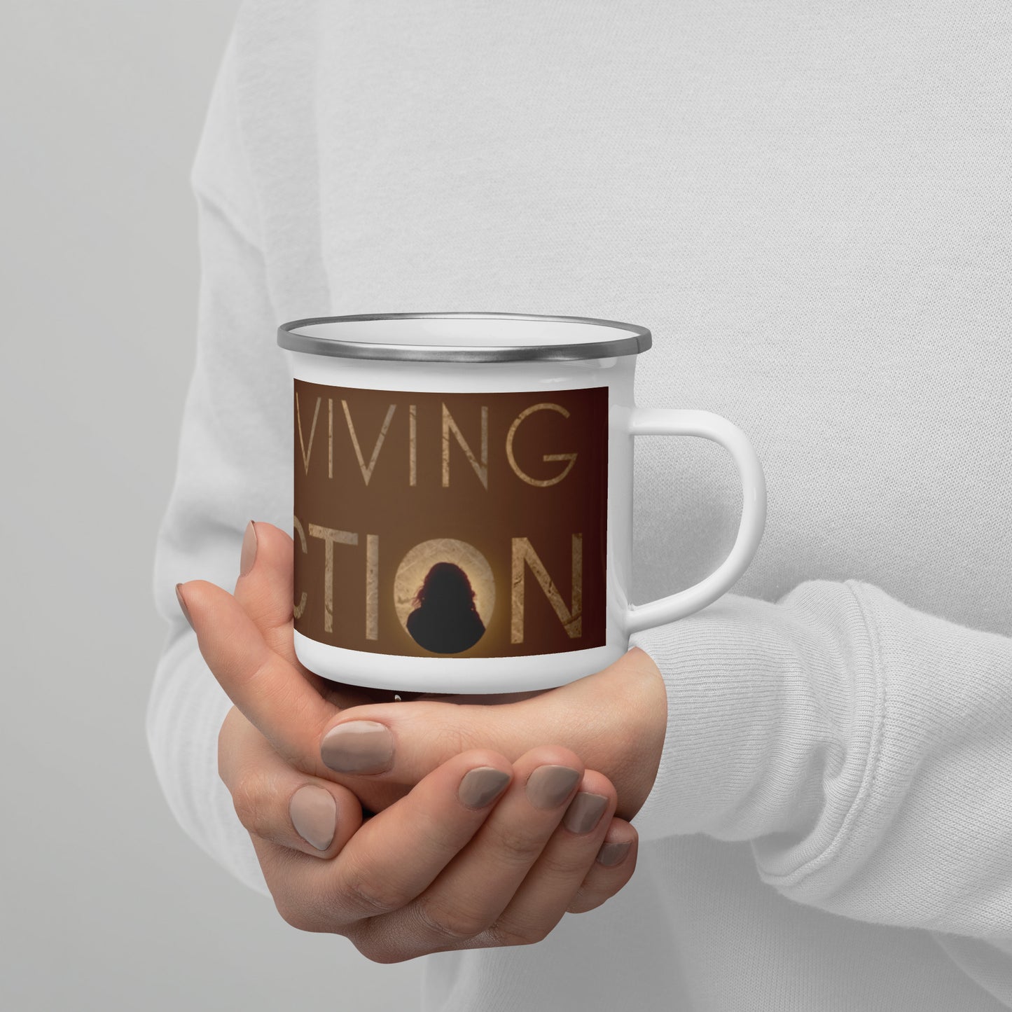 Surviving Extinction Logo White Enamel Mug