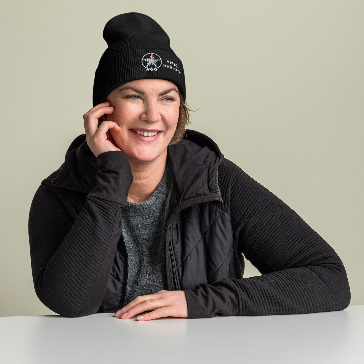 Vets2Industry Black Cuffed Beanie