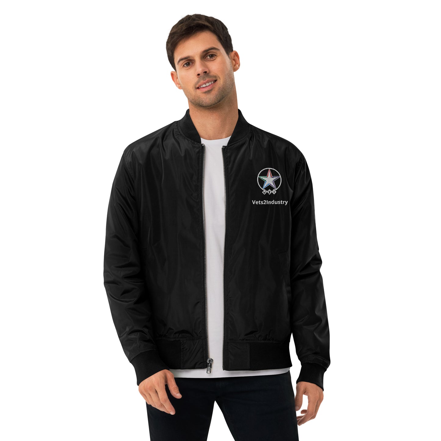 Vets2Industry Black Premium Recycled Bomber Jacket