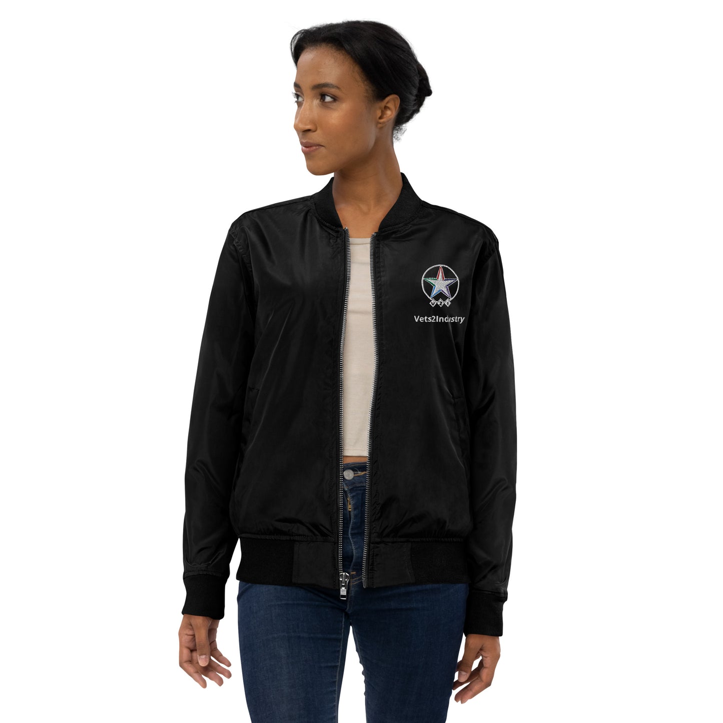 Vets2Industry Black Premium Recycled Bomber Jacket