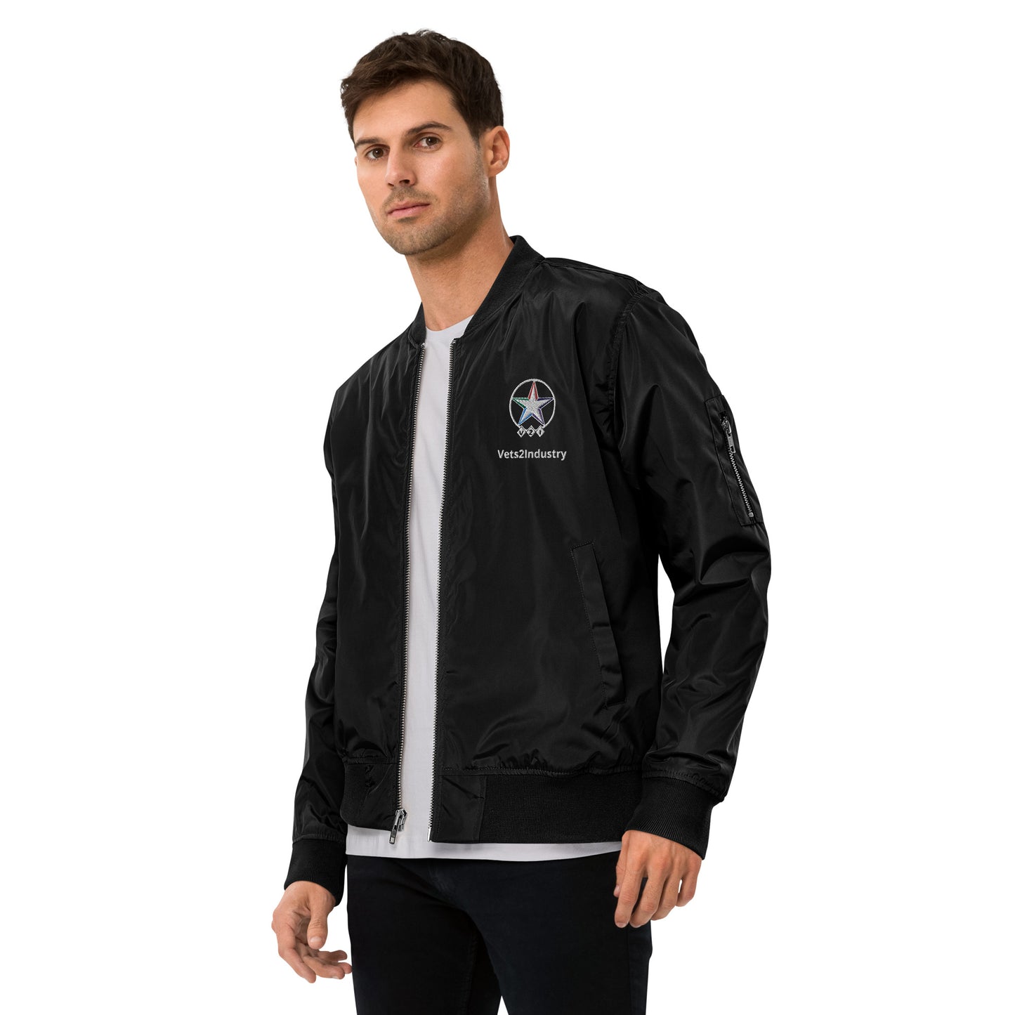 Vets2Industry Black Premium Recycled Bomber Jacket
