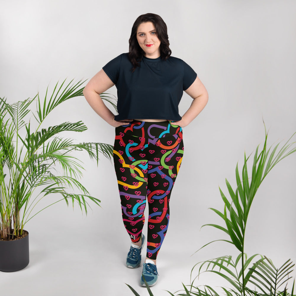 STAAJ Heart-S All-Over Print Plus Size Heart Leggings