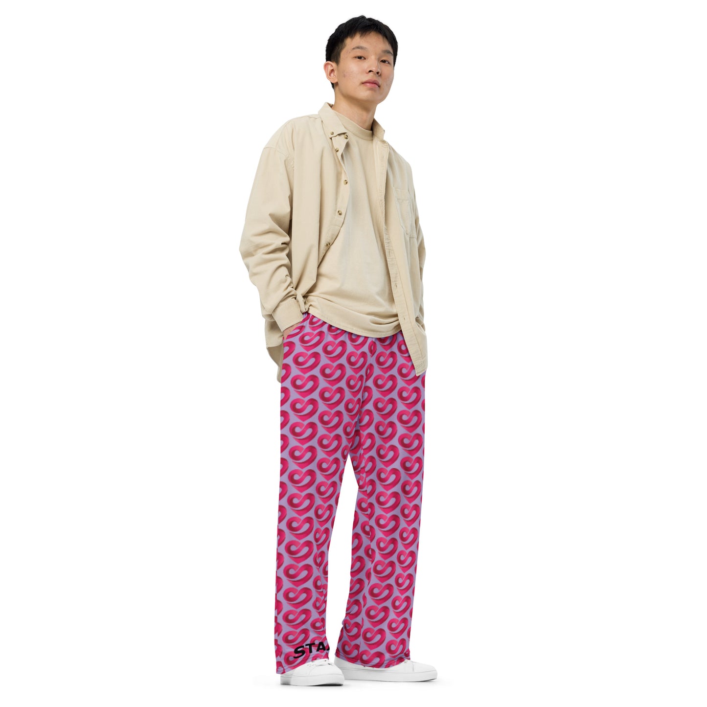 STAAJ Heart-S All-Over Print Unisex Lilac Wide-Leg Pants