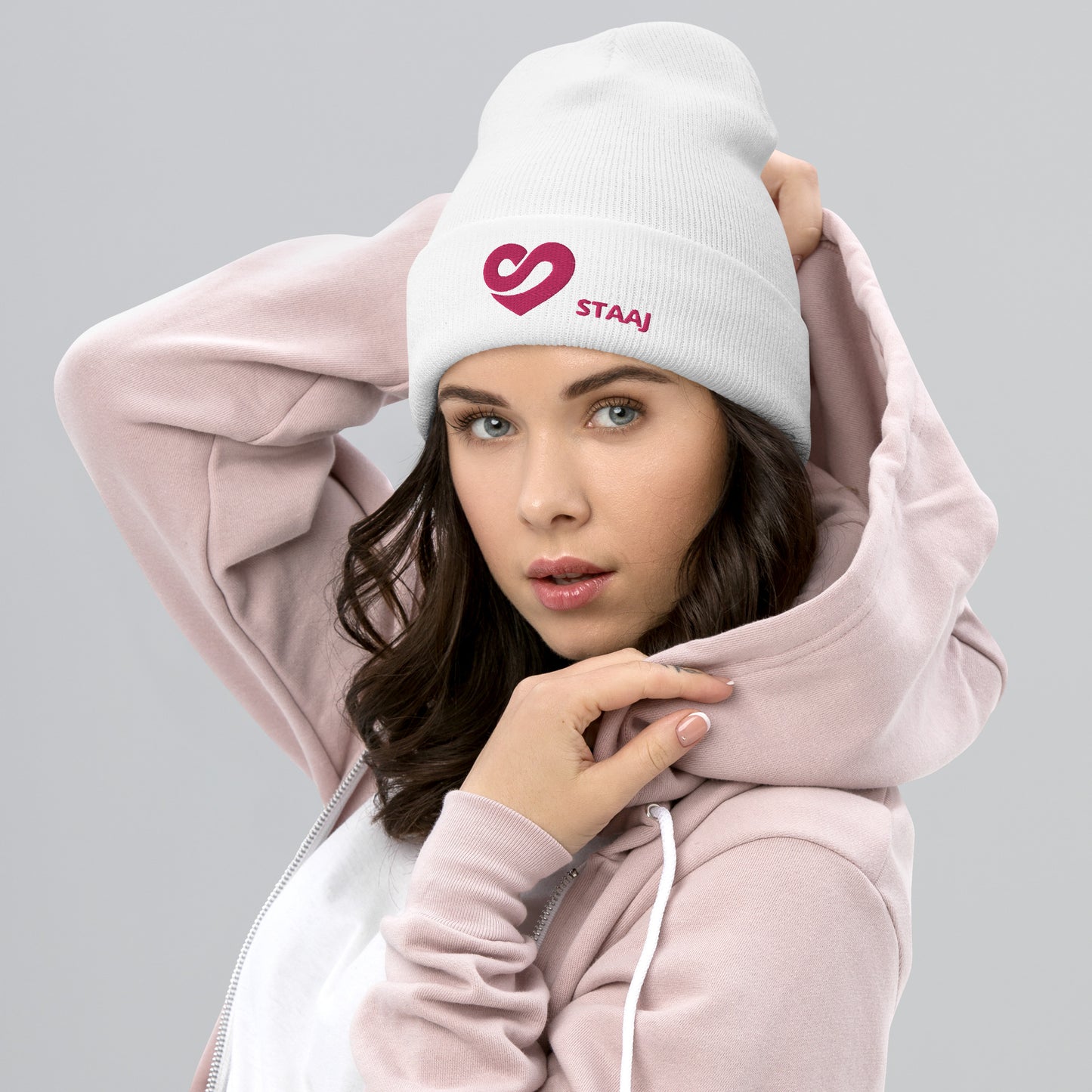 STAAJ and Heart-S White Cuffed Beanie